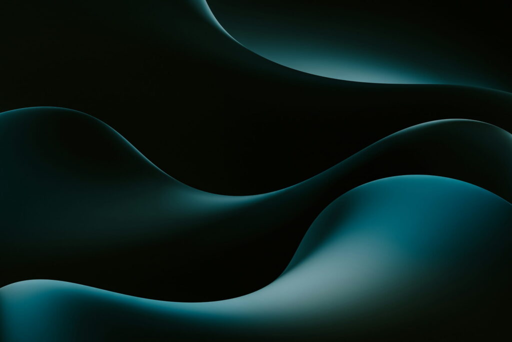 Soft dark teal curves layered like dunes on black.