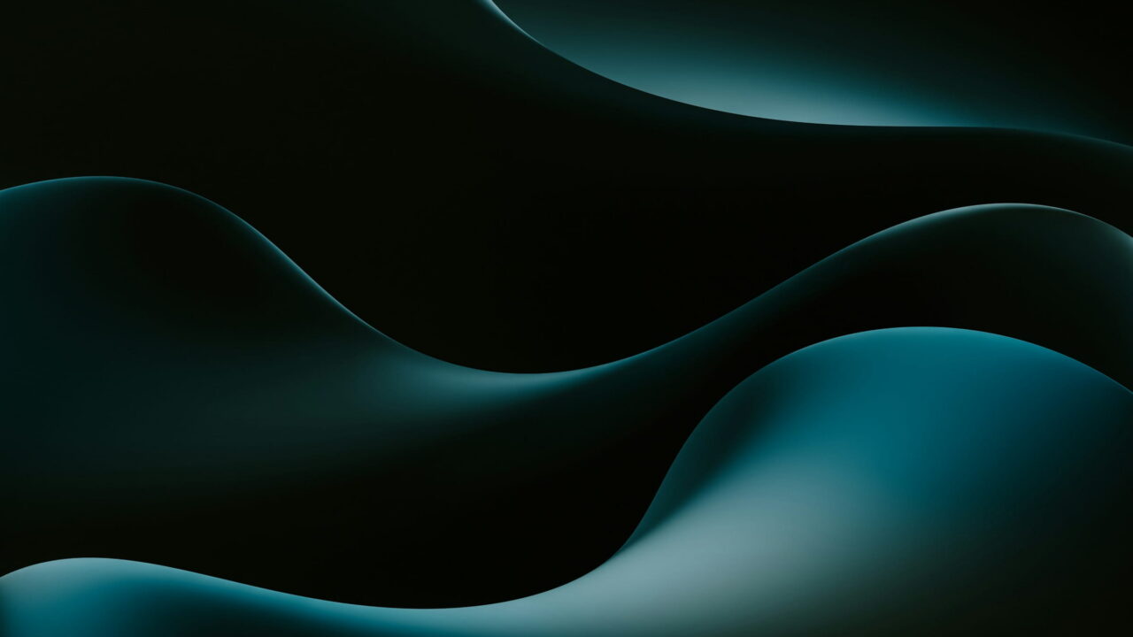 Soft dark teal curves layered like dunes on black.