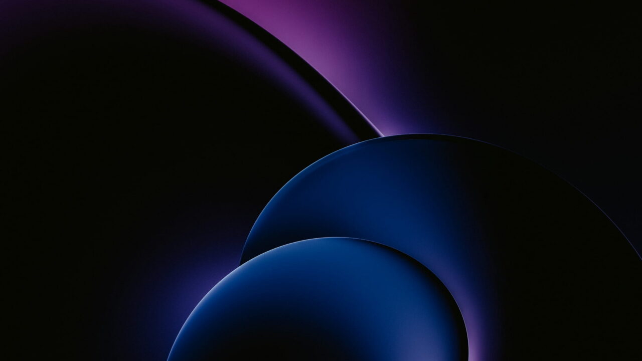 Glossy dark blue rings overlapping with a purple edge light.