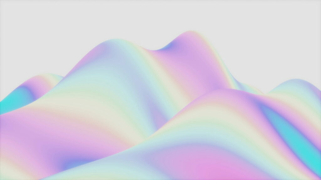 Soft iridescent hills in pink, blue, and white.